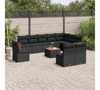 vidaXL Set Divani da Giardino 11 pz con Cuscini in Polyrattan Nero