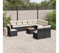 vidaXL Set Divani da Giardino 11 pz con Cuscini in Polyrattan Nero