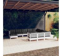 vidaXL Set Divani da Giardino 11 pz con Cuscini Legno di Pino Bianco