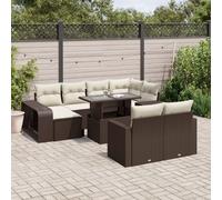 vidaXL Set Divani da Giardino 11 pz con Cuscini Polyrattan Marrone