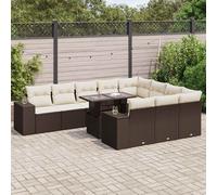 vidaXL Set Divani da Giardino 11 pz con Cuscini Polyrattan Marrone