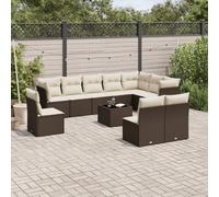 vidaXL Set Divani da Giardino 11 pz con Cuscini Polyrattan Marrone