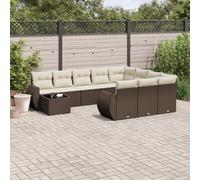 vidaXL Set Divani da Giardino 11 pz con Cuscini Polyrattan Marrone