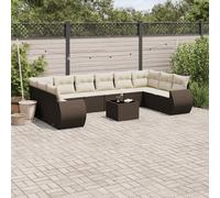 vidaXL Set Divani da Giardino 11 pz con Cuscini Polyrattan Marrone