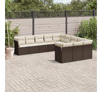 vidaXL Set Divani da Giardino 11 pz con Cuscini Polyrattan Marrone