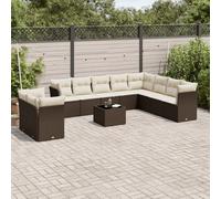 vidaXL Set Divani da Giardino 11 pz con Cuscini Polyrattan Marrone