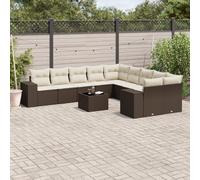 vidaXL Set Divani da Giardino 11 pz con Cuscini Polyrattan Marrone