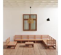 vidaXL Set Divani da Giardino 11 pz Marrone Ambra Legno Massello Pino
