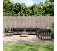 vidaXL Set Divani da Giardino 11pz con Cuscini in Polyrattan Antracite