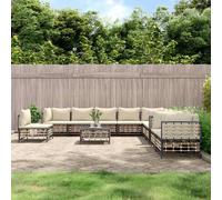 vidaXL Set Divani da Giardino 11pz con Cuscini in Polyrattan Antracite