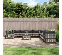 vidaXL Set Divani da Giardino 11pz con Cuscini in Polyrattan Antracite