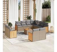 vidaXL Set Divani da Giardino 12 pz con Cuscini Beige in Polyrattan