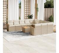 vidaXL Set Divani da Giardino 12 pz con Cuscini Beige in Polyrattan