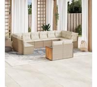 vidaXL Set Divani da Giardino 12 pz con Cuscini Beige in Polyrattan