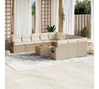 vidaXL Set Divani da Giardino 12 pz con Cuscini Beige in Polyrattan