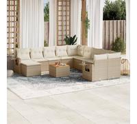 vidaXL Set Divani da Giardino 12 pz con Cuscini Beige in Polyrattan