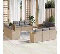 vidaXL Set Divani da Giardino 12 pz con Cuscini Beige in Polyrattan