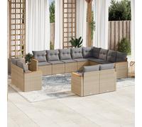 vidaXL Set Divani da Giardino 12 pz con Cuscini Beige in Polyrattan