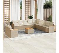 vidaXL Set Divani da Giardino 12 pz con Cuscini Beige in Polyrattan