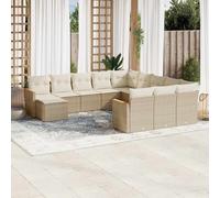 vidaXL Set Divani da Giardino 12 pz con Cuscini Beige in Polyrattan