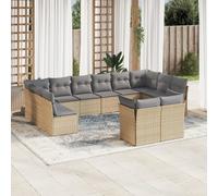 vidaXL Set Divani da Giardino 12 pz con Cuscini Beige in Polyrattan