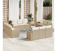 vidaXL Set Divani da Giardino 12 pz con Cuscini Beige in Polyrattan