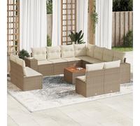 vidaXL Set Divani da Giardino 12 pz con Cuscini Beige in Polyrattan