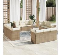 vidaXL Set Divani da Giardino 12 pz con Cuscini Beige in Polyrattan