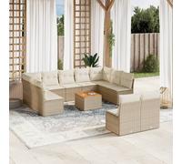 vidaXL Set Divani da Giardino 12 pz con Cuscini Beige in Polyrattan