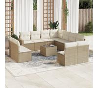 vidaXL Set Divani da Giardino 12 pz con Cuscini Beige in Polyrattan