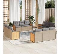 vidaXL Set Divani da Giardino 12 pz con Cuscini Beige in Polyrattan