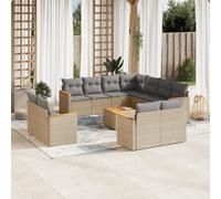 vidaXL Set Divani da Giardino 12 pz con Cuscini Beige in Polyrattan