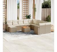 vidaXL Set Divani da Giardino 12 pz con Cuscini Beige in Polyrattan