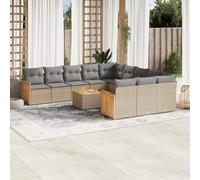 vidaXL Set Divani da Giardino 12 pz con Cuscini Beige in Polyrattan