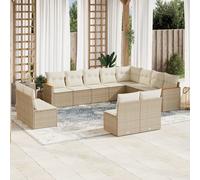 vidaXL Set Divani da Giardino 12 pz con Cuscini Beige in Polyrattan
