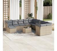 vidaXL Set Divani da Giardino 12 pz con Cuscini Beige in Polyrattan