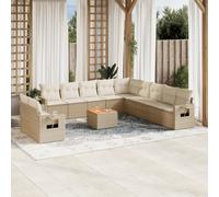 vidaXL Set Divani da Giardino 12 pz con Cuscini Beige in Polyrattan