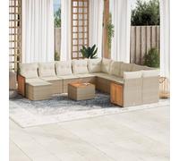 vidaXL Set Divani da Giardino 12 pz con Cuscini Beige in Polyrattan