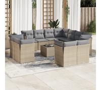 vidaXL Set Divani da Giardino 12 pz con Cuscini Beige in Polyrattan