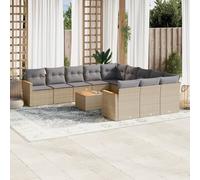 vidaXL Set Divani da Giardino 12 pz con Cuscini Beige in Polyrattan