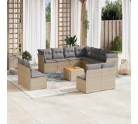 vidaXL Set Divani da Giardino 12 pz con Cuscini Beige in Polyrattan