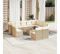 vidaXL Set Divani da Giardino 12 pz con Cuscini Beige in Polyrattan