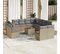 vidaXL Set Divani da Giardino 12 pz con Cuscini Beige in Polyrattan