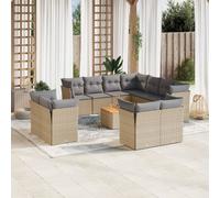 vidaXL Set Divani da Giardino 12 pz con Cuscini Beige in Polyrattan