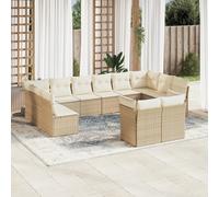 vidaXL Set Divani da Giardino 12 pz con Cuscini Beige in Polyrattan