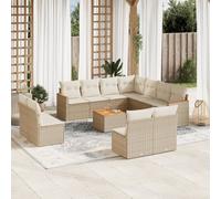 vidaXL Set Divani da Giardino 12 pz con Cuscini Beige in Polyrattan