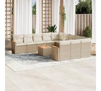 vidaXL Set Divani da Giardino 12 pz con Cuscini Beige in Polyrattan