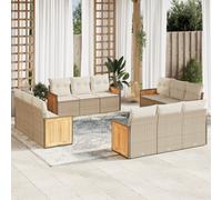 vidaXL Set Divani da Giardino 12 pz con Cuscini Beige in Polyrattan