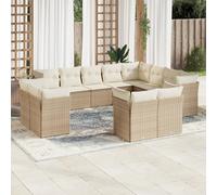 vidaXL Set Divani da Giardino 12 pz con Cuscini Beige in Polyrattan