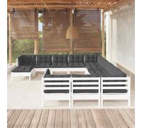 vidaXL Set Divani da Giardino 12 pz con Cuscini Bianchi Legno di Pino